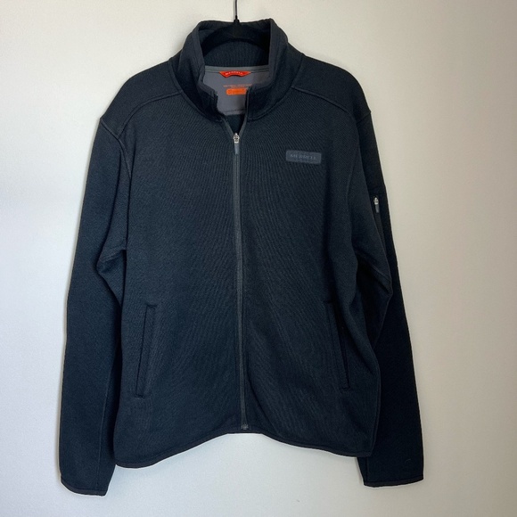 Merrell Mens Sweater Weather Full Zip Jacket Black Pockets Fleece Cozy Sz Medium - Picture 1 of 13